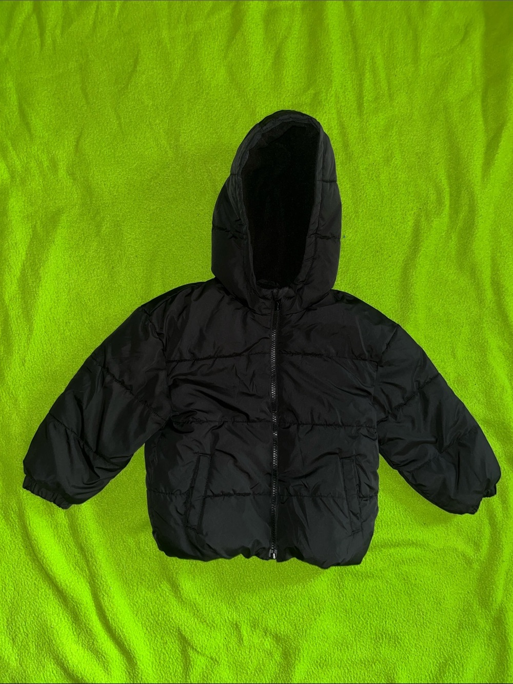 Old Navy Black Hooded Kids Puffer Jacket